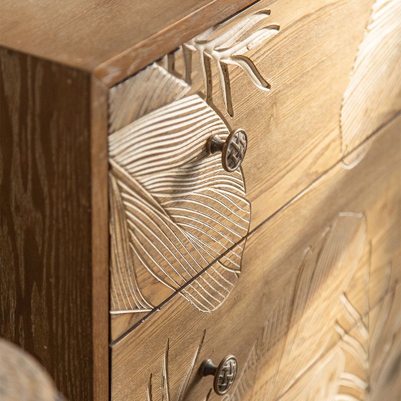 Coffre brun avec tiroirs, armoire rectangulaire en bois en détresse