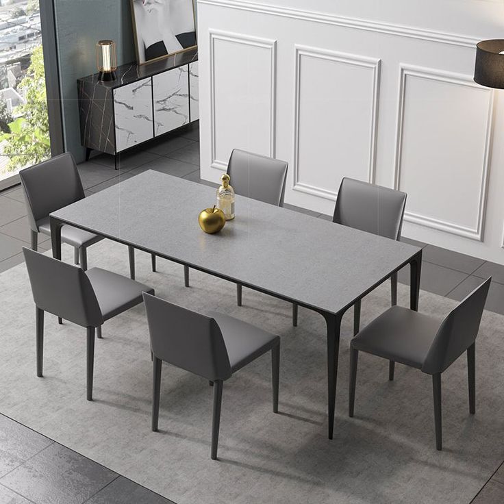 Industrial Standard Rectangle Dining Table Sintered Stone Top Dining Table for Kitchen Clearhalo ' dining_table' 'Dining Tables & Seating' 'Dining Tables' 'Furniture' 'furniture_dining_table' 'Kitchen & Dining Furniture' 'kitchen&dining_furn' 'kitchen' 'kitchen_dining_table' 1200x1200_ec2fe2c0-30ef-45c9-9f9e-ddcb9c9aba53