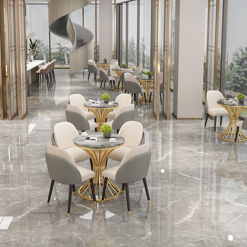 Round Pedestal Glam Dining Table Two-Color Fixed Table of Sintered Stone Clearhalo ' dining_table' 'Dining Tables & Seating' 'Dining Tables' 'furn' 'furn_dining_table' 'Furniture' 'furniture_dining_table' 'Kitchen & Dining Furniture' 'kitchen&dining_furn' 'kitchen' 'kitchen_dining_table' 1200x1200_ec3136d8-7a24-4ca9-ba6c-c5e2416924d7