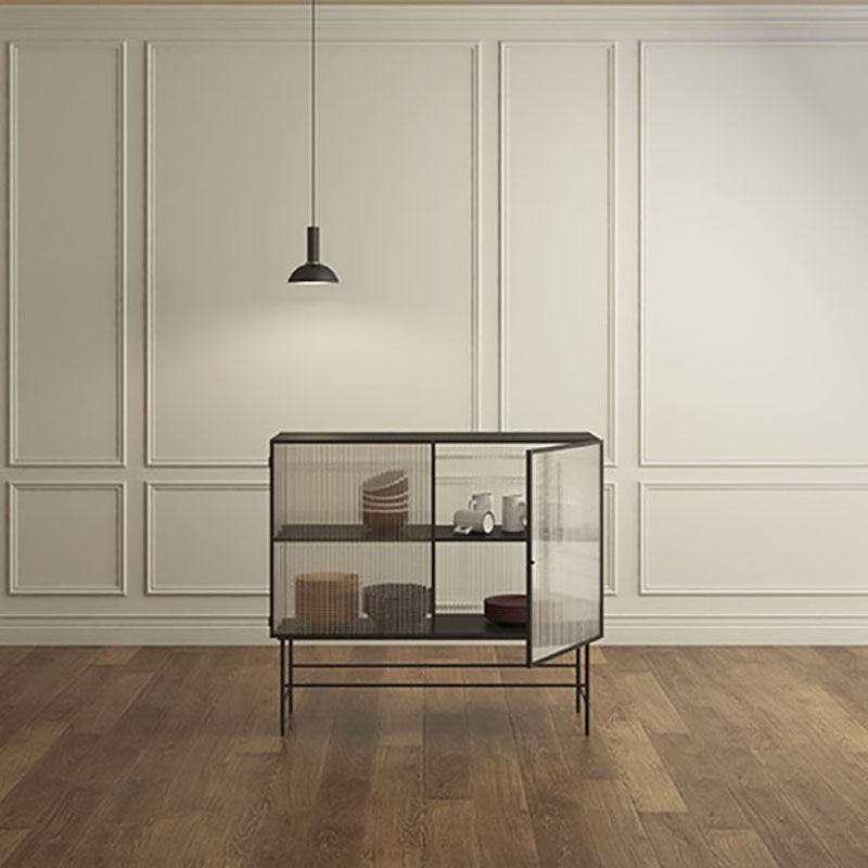 2 glazen deuren keuken server metalen 36-inch hoogte eetserver voor eetkamer