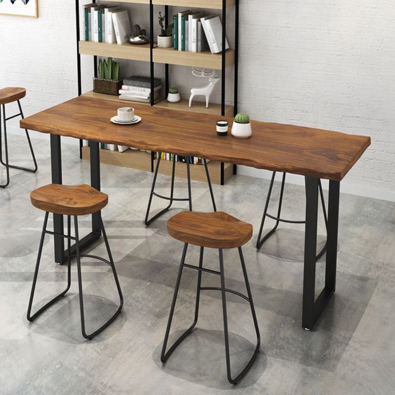 Restaurant Rectangle Wood Top Counter Table Industrial Style Bar Table Clearhalo 'Bar Furniture' 'Bar Tables' 'bar_tables' 'furn' 'furn_bar_tables' 'Furniture' 'furniture_bar_tables' 'Kitchen & Dining Furniture' 1200x1200_ec31fe3f-b7dc-4637-9c45-efc8e5f11417