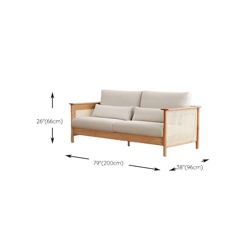 Solid Wood Sofa Square Arm Sofa with Loose Back in Natural Frame Clearhalo 'furn' 'furn_sofas' 'Furniture' 'Living Room Furniture' 'Sofa' 'sofas' 1200x1200_ec3218b5-c4cf-422d-b696-a2122327d6ae