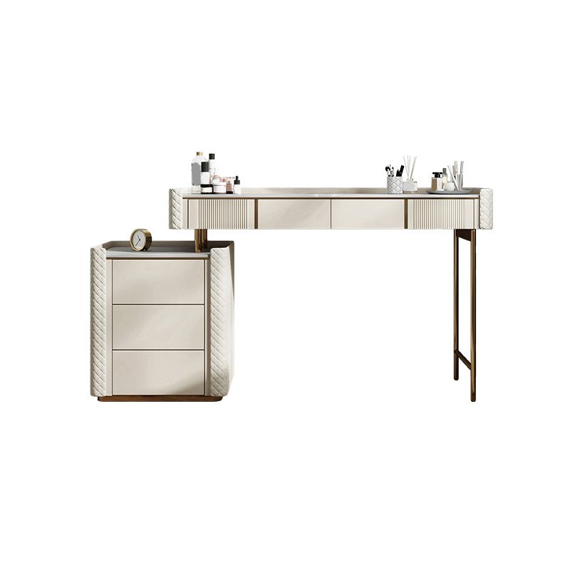 Contador de maquillaje de piedra 14.96 "de ancho mesas de tocador de madera maciza con cajones de almacenamiento