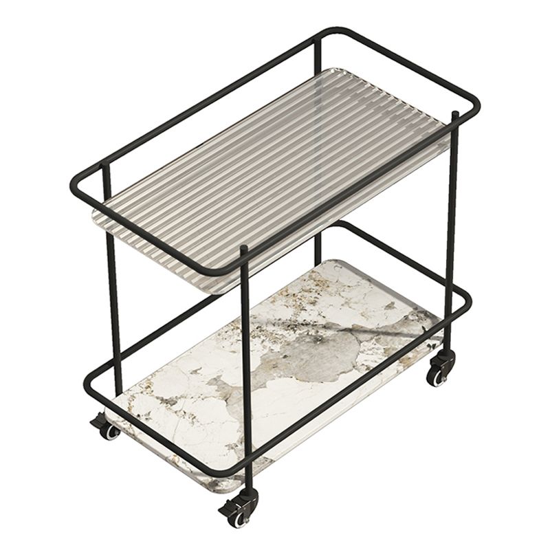 Mesa de vidrio superior a la altura con ruedas moderna de 25.6 "w 1 mesa auxiliar