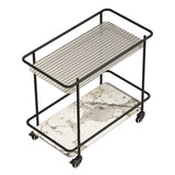 Mesa de vidrio superior a la altura con ruedas moderna de 25.6 "w 1 mesa auxiliar