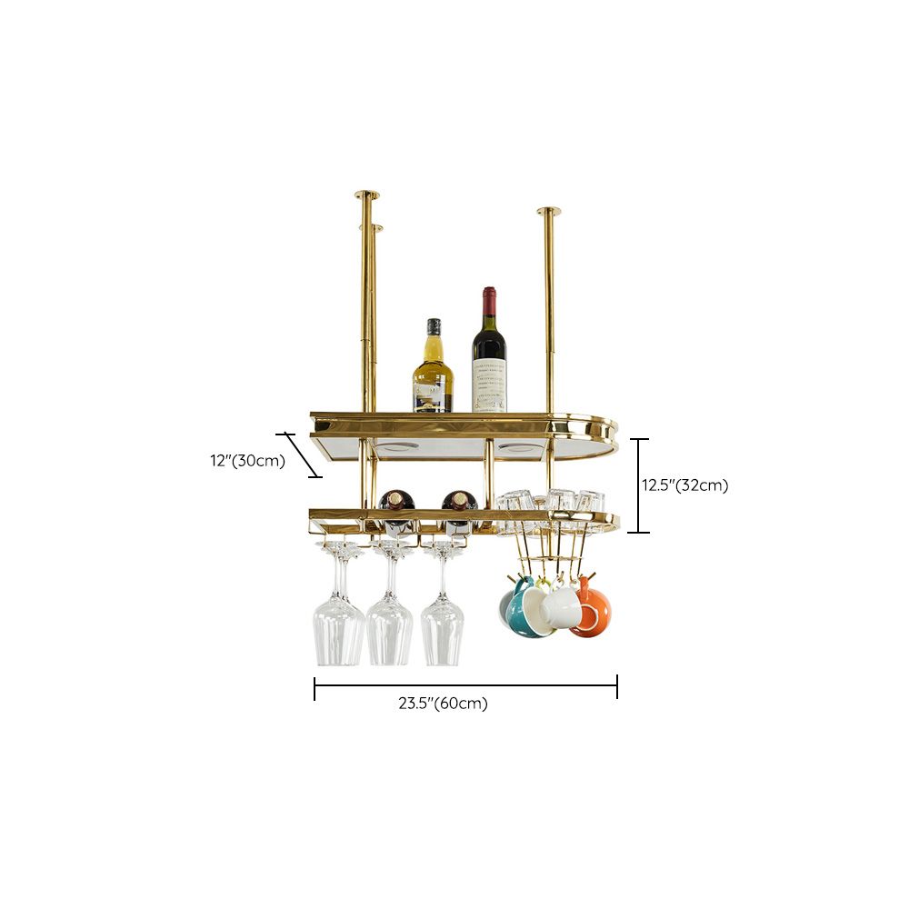 Hanging Wine Rack Holder Modern Stainless Steel Wine Rack in Gold Clearhalo 'furn' 'furn_wine_racks' 'Furniture' 'Kitchen & Dining Furniture' 'Wine Racks' 'wine_racks' 1200x1200_ec35660a-024e-43aa-bbc7-0d303416536d