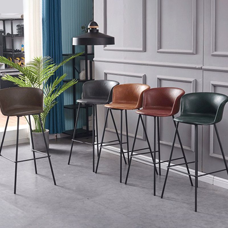 Restaurant Low Back Bar Stool Modern Leather Footrest Counter Height Stool Clearhalo 'Bar Furniture' 'Bar Stools' 'bar_stools' 'furn' 'furn_bar_stools' 'furniture_bar_stools' 'Kitchen & Dining Furniture' 'kitchen&dining_furn' 'kitchen' 'kitchen_furn' Furniture' 1200x1200_ec38b14e-3e1b-40f3-bbe3-81709b24f0b6