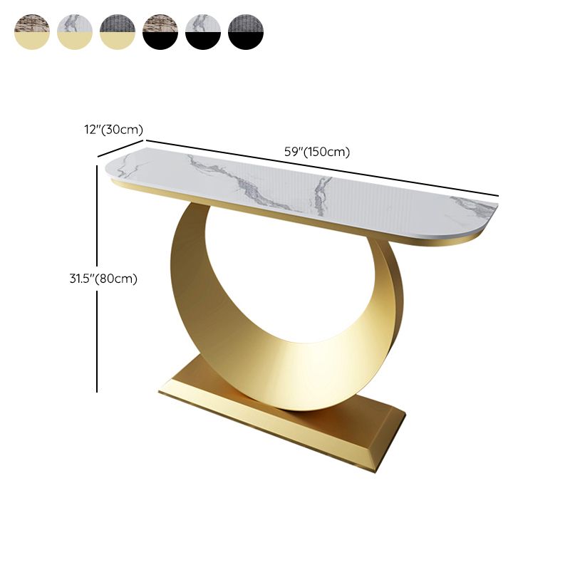 Zeitgenössische Halbmondkonsole Akzenttisch Antikes Finish -Konsole -Sofa Tisch in Stein