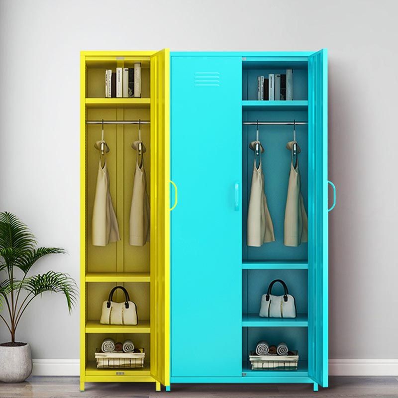 White Steel Wardrobe Cabinet with Adjustable Shelves Modern Wardrobe Closet Clearhalo 'Armoires & Wardrobes' 'armoires_wardrobes' 'Bedroom Furniture' 'furn' 'furn_armoires_wardrobes' 'Furniture' 1200x1200_ec3a067f-13ba-40fb-b8a0-61240427b652