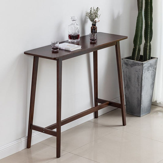 Tavolo da bar rettangolo contemporaneo banda bar a barre in legno massello con poggiapiedi