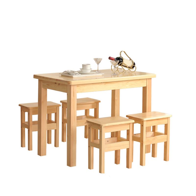 Moderno de 1/5 piezas de comedor de madera maciza juego de muebles rectangulares