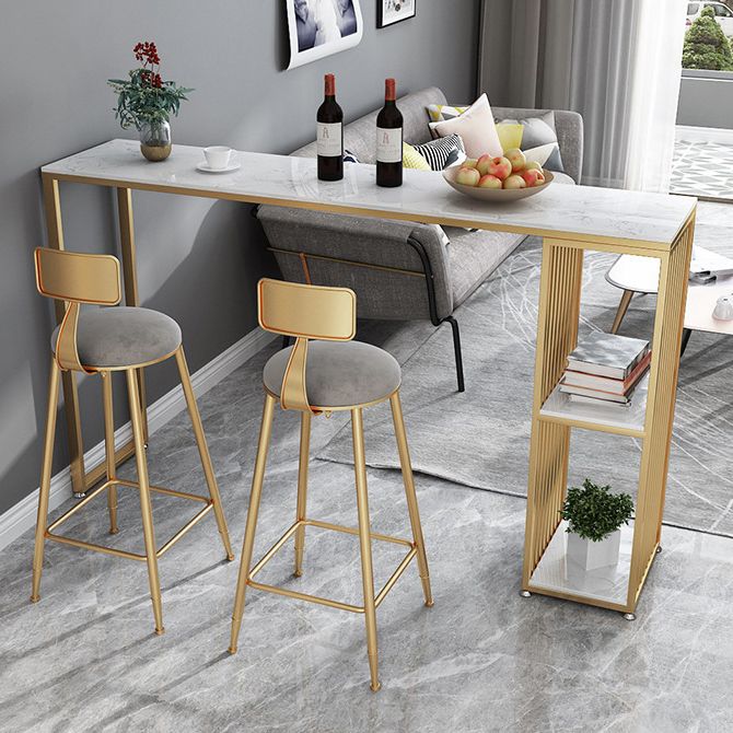 Contemporary Rectangle Bar Dining Table Marble Top Bar Table with Shelves Clearhalo 'Bar Furniture' 'Bar Tables' 'bar_tables' 'furn' 'furn_bar_tables' 'Furniture' 'furniture_bar_tables' 'Kitchen & Dining Furniture' 'kitchen&dining_furn' 'kitchen' 1200x1200_ec40fe6e-4b4c-4e55-8df1-a61f5ad1dd79
