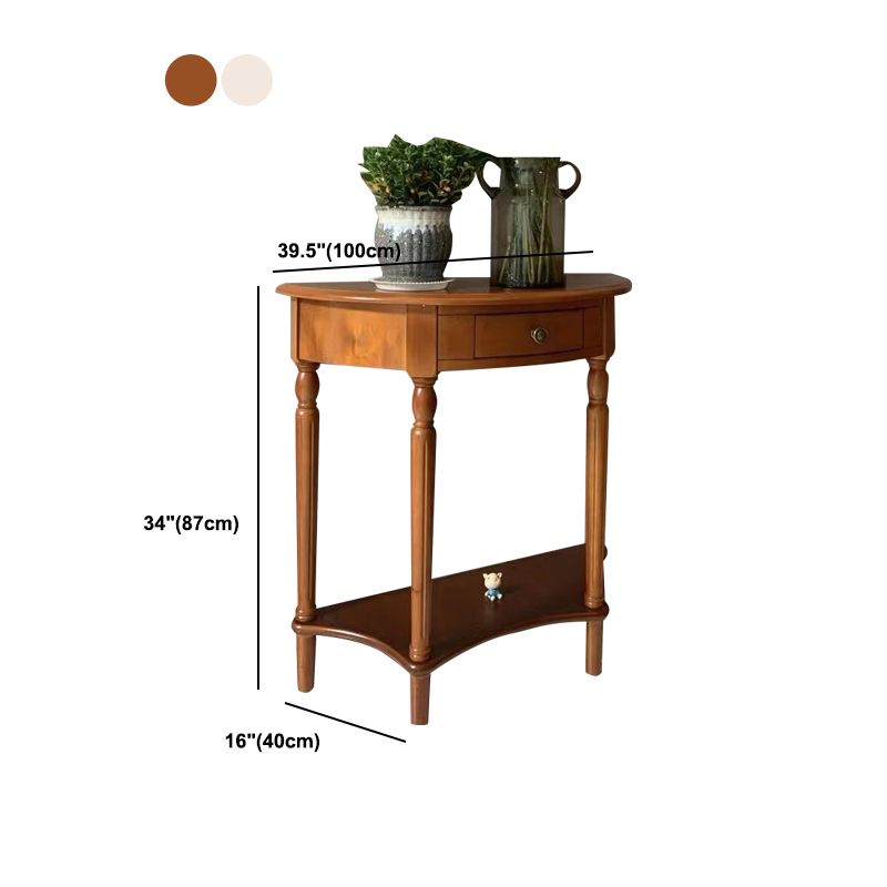 Tavolo da console in legno gommoso Tavolo accento in legno con cassetto e scaffale