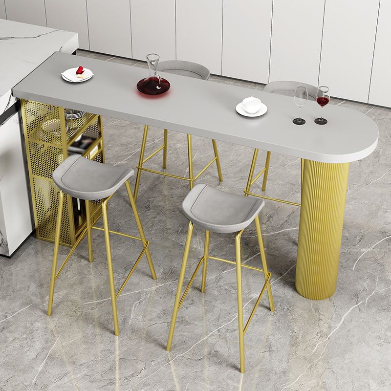 Industrial Wood Indoor Pub Bar Table Iron Double Pedestal Bar Dining Table with 3-Shelf Clearhalo 'Bar Furniture' 'Bar Tables' 'bar_tables' 'furn' 'furn_bar_tables' 'Furniture' 'furniture_bar_tables' 'Kitchen & Dining Furniture' 1200x1200_ec4505a9-a2d0-4d98-9e94-0771027f2d63