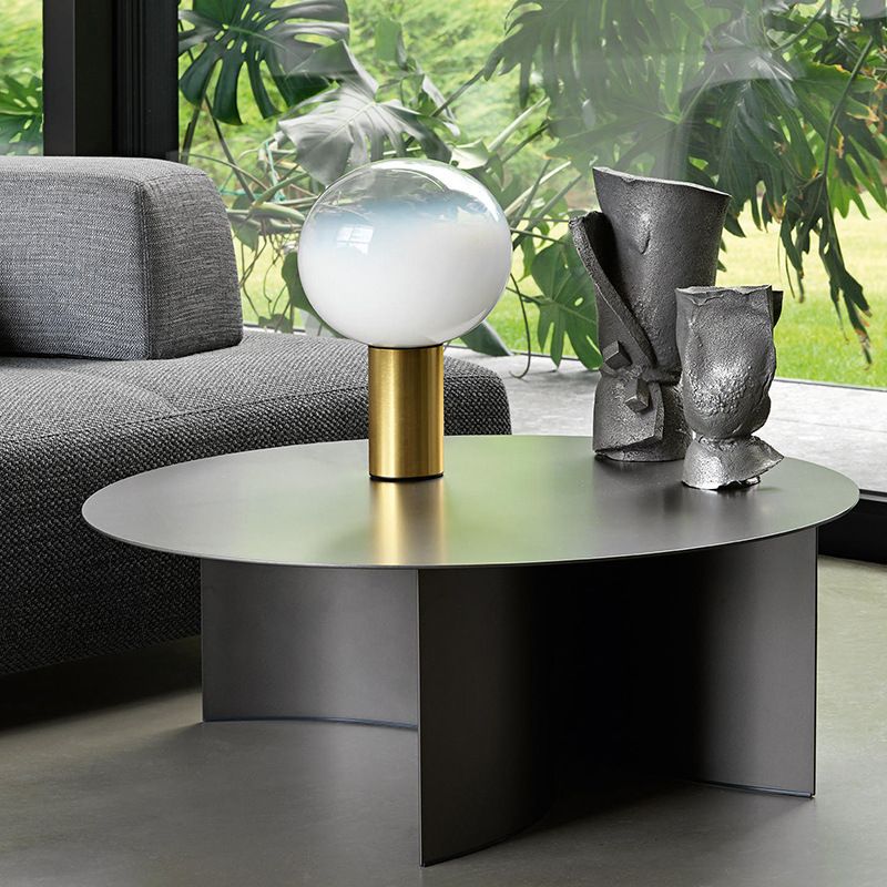Abstract Coffee Table Black Round Metal Coffee Cocktail Table