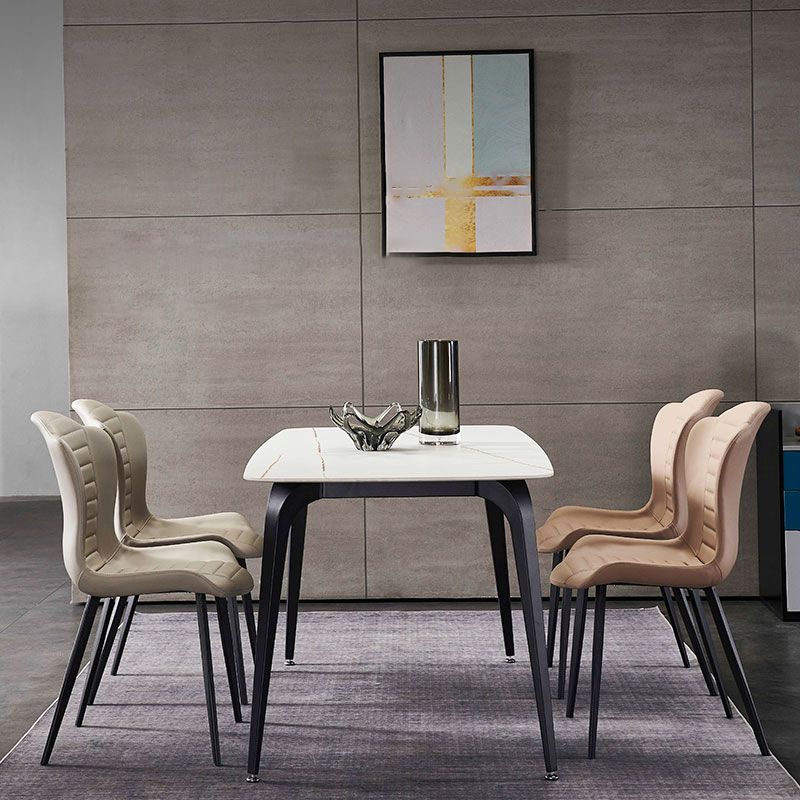 Designer 1/4/5/7 pezzi Set da tavolo da pranzo set di dinette top in pietra bianca