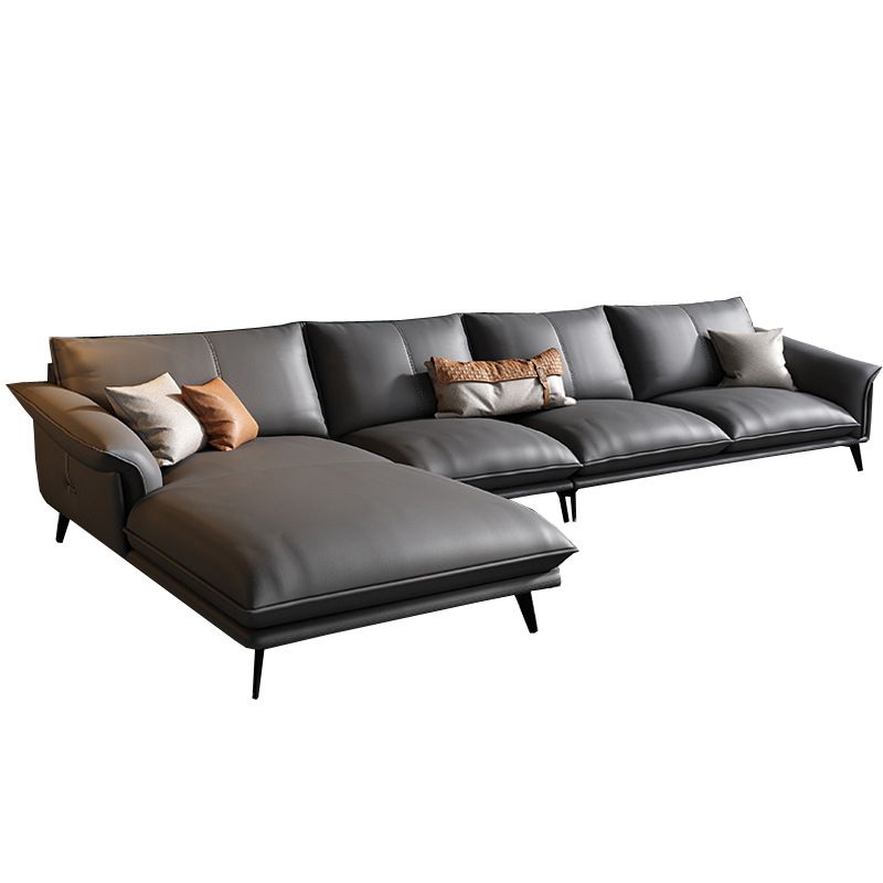 Leather Sponge Padded Seat with Pillow Back Sectional White/orange/green/grey Sofa