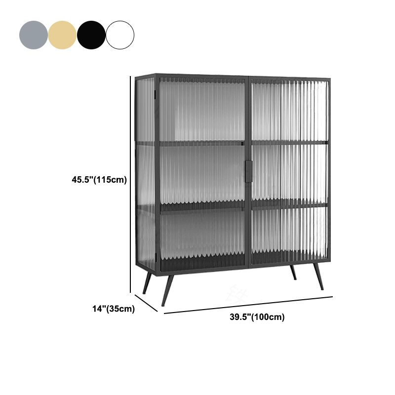 Modern Metal China Cabinet Glass Doors Hutch Cabinet with 4 Shelves for Living Room Clearhalo 'Display & China Cabinets' 'display_china_cabinets' 'furn' 'furn_display_china_cabinets' 'Furniture' 'Kitchen & Dining Furniture' 1200x1200_ec48b497-399b-4841-ad47-9979257dcd52