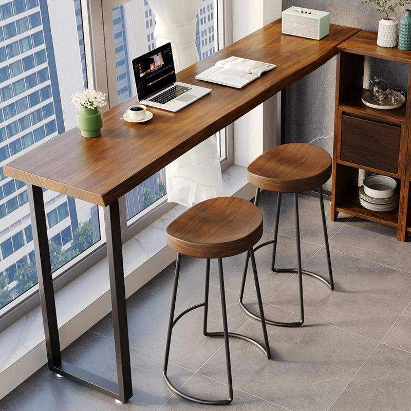 Industriële bar-eettafel voor binnen, rechthoekig massief houten bartafel