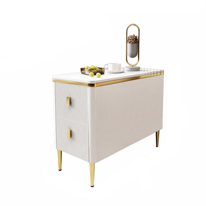 23,6 "hoher moderner Seitentisch Holz 4 Beine rechteckige Faux Marmor Top End Table