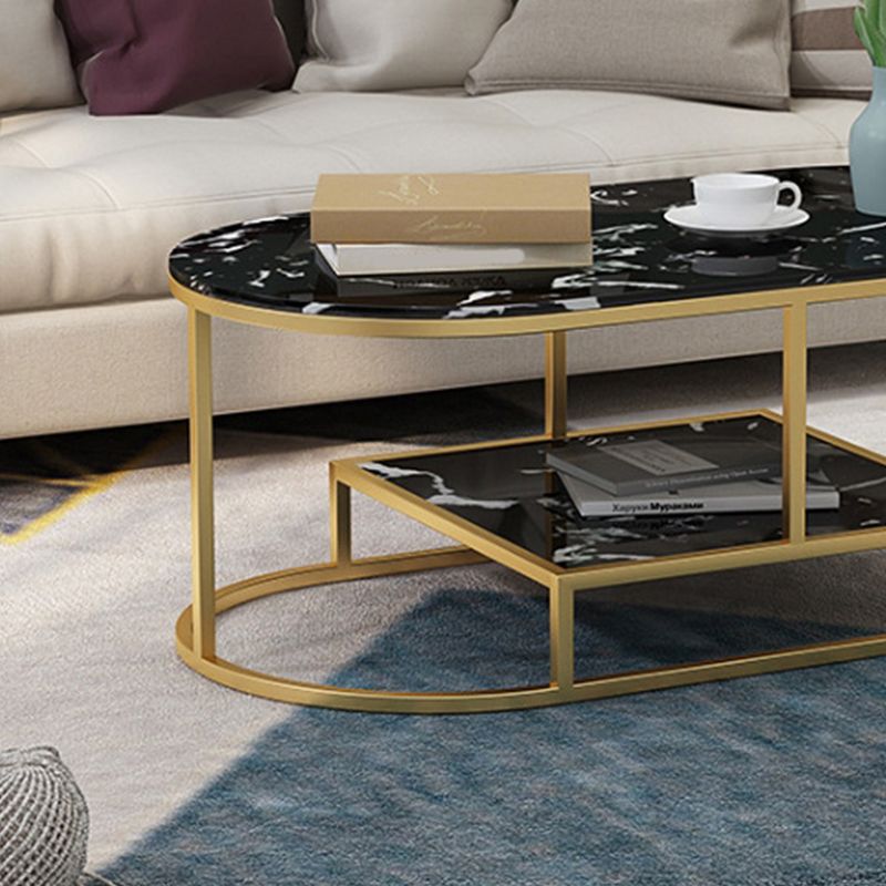 Fram Base Cocktail Table Shelf Included Oval Stone Coffee Table Clearhalo 'Coffee & Accent Tables' 'Coffee Tables' 'coffee_tables' 'furn' 'furn_coffee_tables' 'Furniture' 'Living Room Furniture' 1200x1200_ec4af5c9-dd6b-4eda-9355-318594b45e58