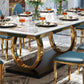 White Table Stone Top Traditional Luxury Rectangle Table with Stainless Steel Frame Clearhalo 'Dining Tables & Seating' 'Dining Tables' 'dining_table' 'furn' 'furn_dining_table' 'Furniture' 'Kitchen & Dining Furniture' 1200x1200_ec4d9135-89e6-4e08-8f62-53ac47aecda1