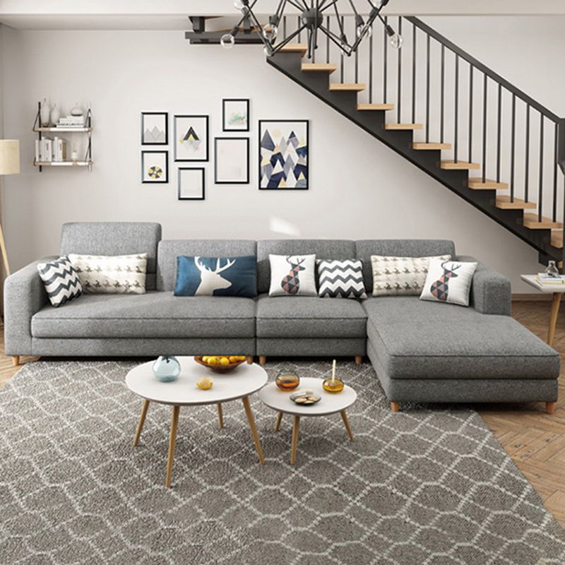 Contemporary 37.8 " H Grey Cotton Blend Square Arm Sofa & Chaise Clearhalo 'furn' 'furn_sectionals' 'Furniture' 'Living Room Furniture' 'Sectionals' 1200x1200_ec51f6e1-025f-405a-935e-f85cd1c08269