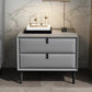 Leather Top Nightstand  with Drawers Glam Night Table with 4 Legs