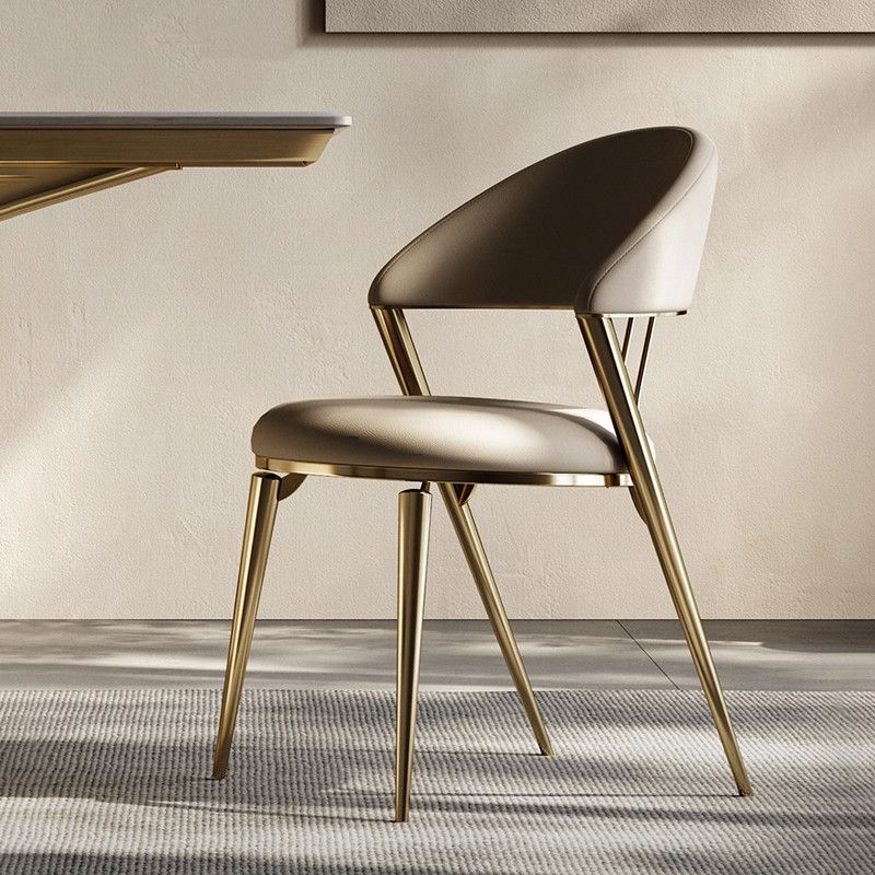 Glam -stijl armloze eetkamerstoelen faux lederen open achterkant eetstoelstoel