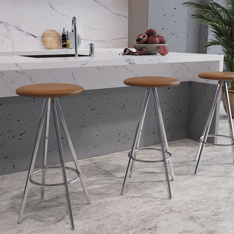 Industrial Style Barstools Leather Seats Metal 3 Legs Counter Stools for Dining Room Clearhalo 'Bar Furniture' 'Bar Stools' 'bar_stools' 'furn' 'furn_bar_stools' 'Furniture' 'furniture_bar_stools' 'Kitchen & Dining Furniture' 1200x1200_ec581b20-8857-47dd-acee-a0a02f636854