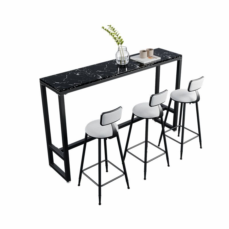 Rectangle Bar Dining Table Modern Bar Dining Table with Trestle Base in Black Clearhalo 'Bar Furniture' 'Bar Tables' 'bar_tables' 'furn' 'furn_bar_tables' 'Furniture' 'furniture_bar_tables' 'Kitchen & Dining Furniture' 1200x1200_ec596b53-eda5-4bfc-bdf0-3141c4c05977