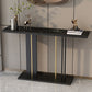 Mesa de consola superior de mármol moderna con tapa rectangular y base de pedestal