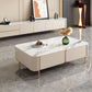 2 Drawers Rectangular Slate Top Coffee Table 4 Legs Cocktail Table