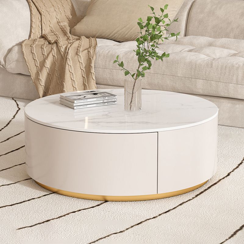 Drum Coffee Table Round Slate Top Cocktail Table with 2 Storage Drawers Clearhalo 'Coffee & Accent Tables' 'Coffee Tables' 'coffee_tables' 'furn' 'furn_coffee_tables' 'Furniture' 'Living Room Furniture' 1200x1200_ec5d0636-1f84-4d38-b9f7-dad57e81adeb