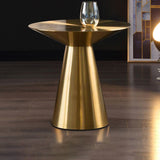 Metal Gold Round Modern Pedestal Side Table End Table for Living Room