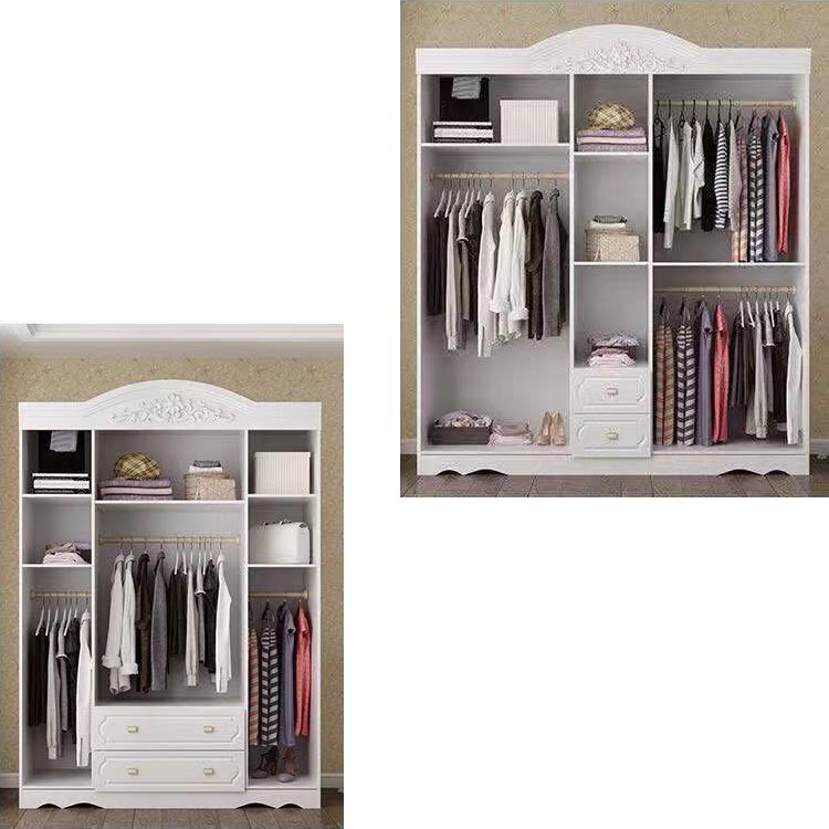 French Country Wardrobe Cabinet White Engineered Wood Wardrobe with 2 Drawers Clearhalo 'Armoires & Wardrobes' 'armoires_wardrobes' 'Bedroom Furniture' 'furn' 'furn_armoires_wardrobes' 'Furniture' 1200x1200_ec5e59c3-5372-4d67-bb59-17a78f86bea2