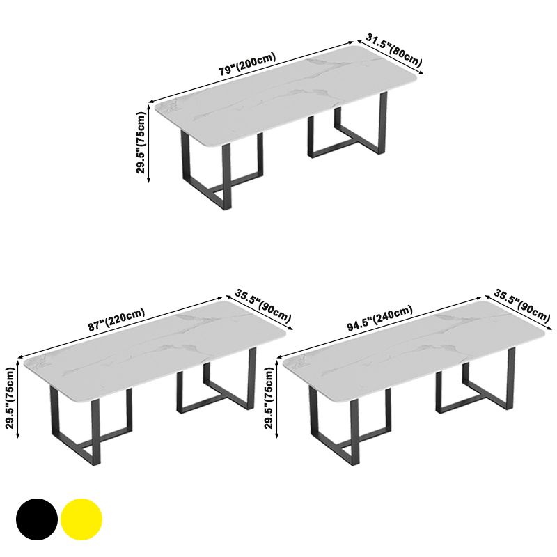 Sintered Stone White Dining Table Luxury Double Pedestal Table for Dining Room Clearhalo ' dining_table' 'Dining Tables & Seating' 'Dining Tables' 'furn' 'furn_dining_table' 'Furniture' 'furniture_dining_table' 'Kitchen & Dining Furniture' 'kitchen&dining_furn' 'kitchen' 'kitchen_dining_table' 1200x1200_ec5eb240-6261-45c9-863e-43d3d6b6b6c4