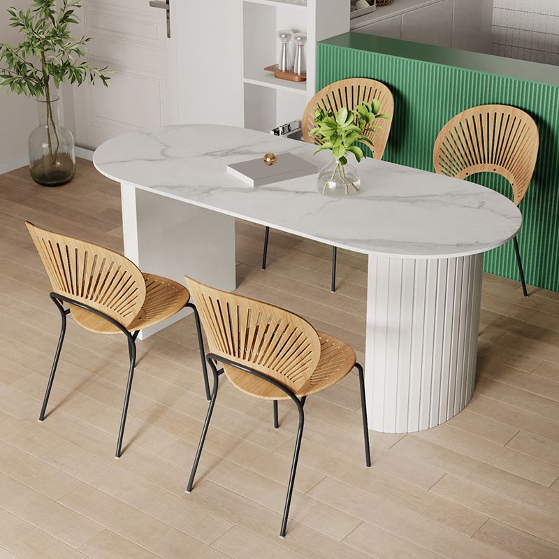 Sintered Stone Dining Table Modern White Furniture with Double Pedestal for Office Clearhalo 'Dining Tables & Seating' 'Dining Tables' 'dining_table' 'furn' 'furn_dining_table' 'Furniture' 'Kitchen & Dining Furniture' 1200x1200_ec60c30c-a2aa-4e0a-a0ae-337596ae3868