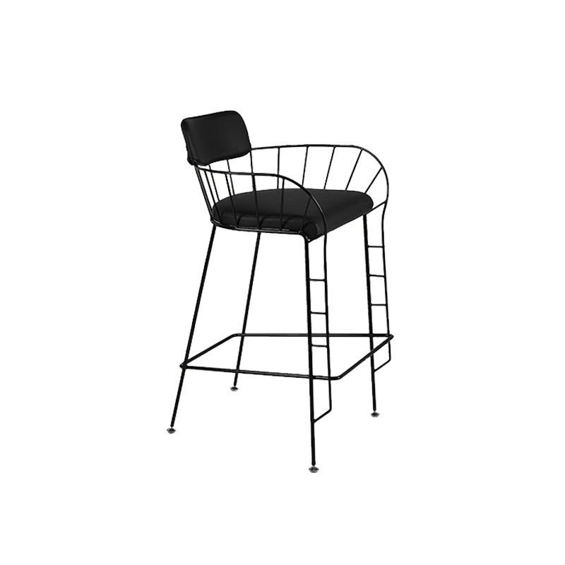 Contemporary Indoor Metal Legs Upholstered Bar Stool with Footrest