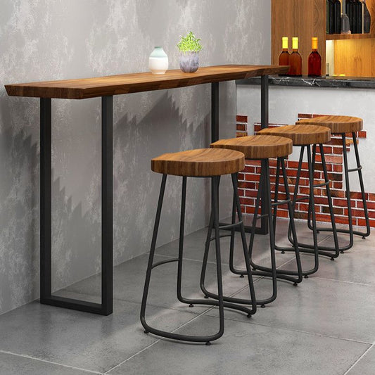 Tavolo da bar del patio in slitta industriale tavolo da bar in legno massello e metallo in naturale