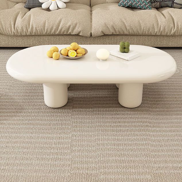 Modern 4 Legs Cocktail Table Oval Engineered Wood Coffee Table - White Clearhalo 'Coffee & Accent Tables' 'Coffee Tables' 'coffee_tables' 'furn' 'furn_coffee_tables' 'Furniture' 'Living Room Furniture' 1200x1200_ec659a9c-462e-4438-8641-4e2e6d8044d0