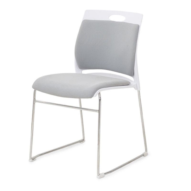 Lumbar Support Conference Chair Silver Steel Frame Armless Chair