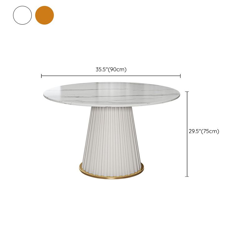 Glam Stone Round Dining Table with Pedestal Table for Dining Room