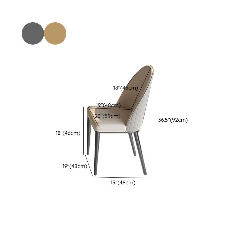 Glam -eetkamer zijstoel metalen benen Parsons Dining Armloze stoel