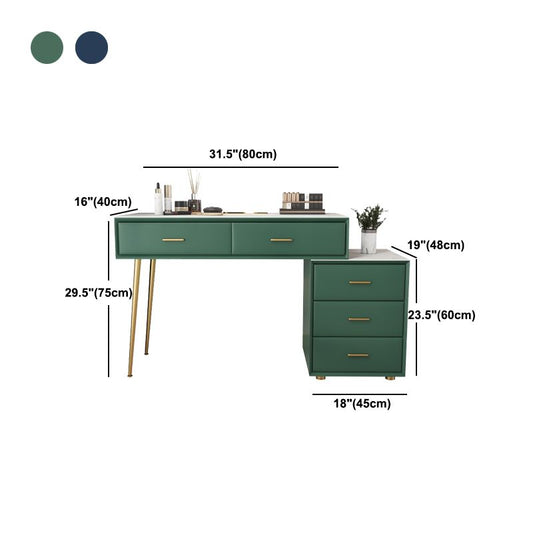 Genuine Leather Vanity Set 5 Storage Drawers Dressing Table with Padded Stool Clearhalo 'Bedroom Furniture' 'furn' 'furn_makeup_vanities' 'Furniture' 'Makeup Vanities' 'makeup_vanities' 1200x1200_ec67cbb4-e7ea-41ad-8447-6da4fc5c275e