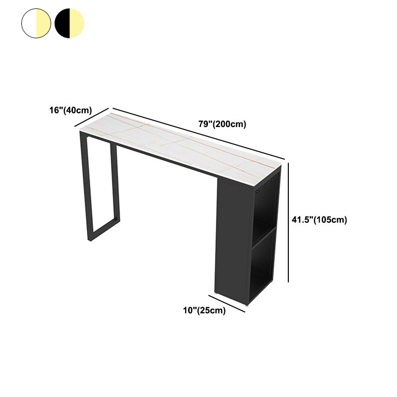 Stone Top Industrial Cocktail Bar Table with Storage Rectangle Counter Table Clearhalo 'Bar Furniture' 'Bar Tables' 'bar_tables' 'furn' 'furn_bar_tables' 'Furniture' 'Kitchen & Dining Furniture' 1200x1200_ec69f241-21fe-42a2-ae32-ab6cc46801e2
