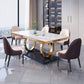 Traditional Luxury Rectangle Dining Table Marble and Metal Gold Base Table