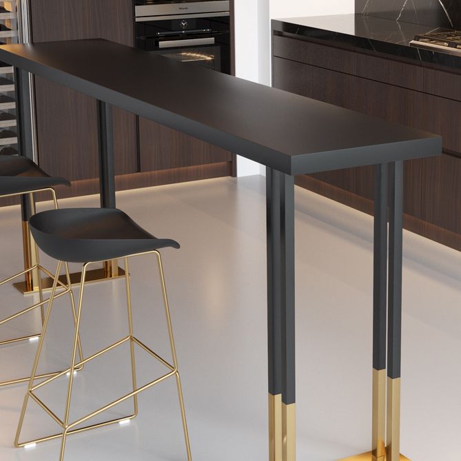 Kitchen Rectangle Wood Top Counter Table Gold Legs Glam Style Bar Table Clearhalo 'Bar Furniture' 'Bar Tables' 'bar_tables' 'furn' 'furn_bar_tables' 'Furniture' 'furniture_bar_tables' 'Kitchen & Dining Furniture' 1200x1200_ec6b248c-cb74-4907-b1b9-98cc19a5b4a3