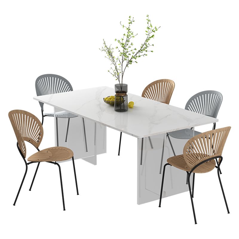 Modern Stone Top Dining Table Rectangle Acrylic Base Counter Dining Table Clearhalo 'Dining Tables & Seating' 'Dining Tables' 'dining_table' 'furn' 'furn_dining_table' 'Furniture' 'furniture_dining_table' 'Kitchen & Dining Furniture' 'kitchen' 'kitchen_dining_table' 1200x1200_ec6b56b2-cabf-459c-b6c5-5274333e1ccd