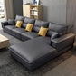 Contemporary Cushions Square Arm Living Room Faux Leather Stationary Sofa